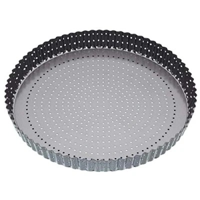 Imagen de MasterClass Crusty Bake Crujiente Hornear Antiadherente Estriado Redondo de 30cm Quiche Lata, Metal, Gris (Gray), 30 cm (12 Inches)