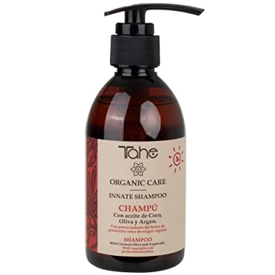 Imagen de Tahe Champú Innate Organic Care Solar Cabello más Brillante y Ligero con Aceite de Coco, Oliva Argán, 300 ml