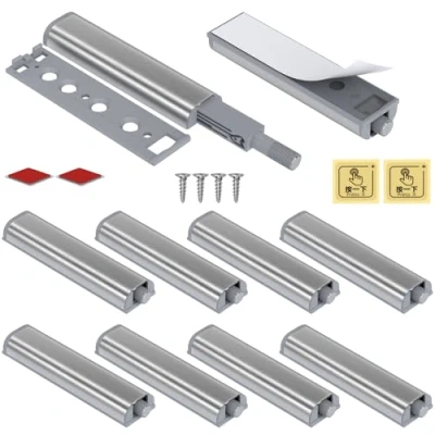 Imagen de Push to Open Door Catches Jiayi 10 Pcs Armario Empuje Abrir Pestillo de liberación para la cocina Closet Puerta Cierre Gabinete Tacto Cerrar Cajón Abridor Cerrador,Gris