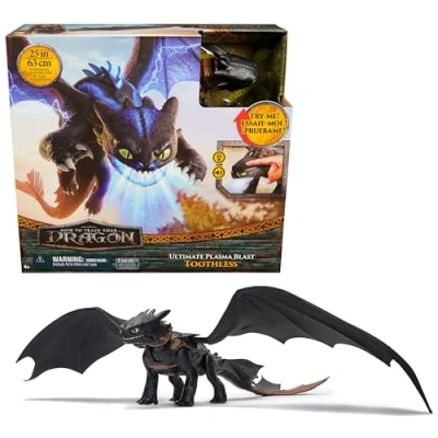 Imagen de Dreamworks Dragons, How to Train Your Dragon, Ultimate Plasma Blast Toothless, Figura de acción alas 25 Pulgadas con Luces y Sonidos, Juguetes para niños a Partir 4 años
