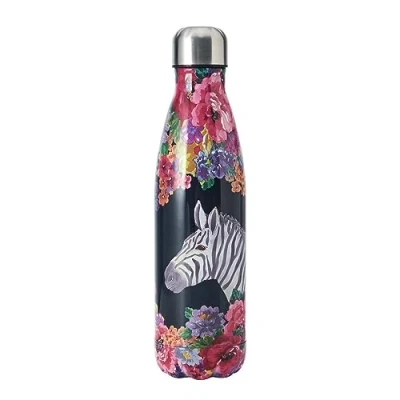 Imagen de Mikasa Wild at Heart, Botella de agua, 500ml, acero inoxidable reutilizable con aislamiento y tapa rosca para ir al trabajo, a la escuela o gimnasio, estampado cebra