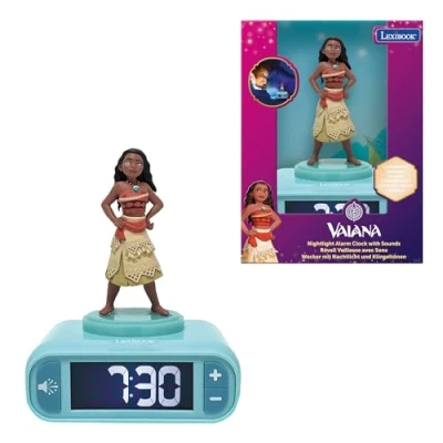 Imagen de Lexibook, Moana, Moana Nightlight Alarm Clock, Sonidos y Melodías, Pantalla LCD retroiluminada, Luminoso, Snooze, RL800VN