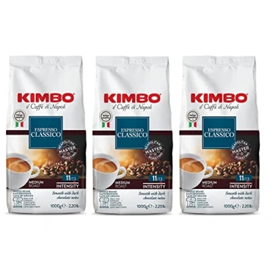 Imagen de Granos de Café Enteros Kimbo Espresso Classico Tueste Medio, Bolsa 1kg