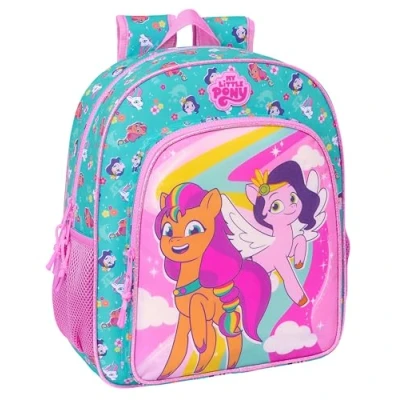 Imagen de Safta MY LITTLE PONY MAGIC Mochila Escolar Niño, Infantil, Adaptable a Carro, Ideal para Niños en Edad Escolar, Cómoda y Versátil, Calidad Resistencia, 32x12x38 cm, Color Rosa/turquesa