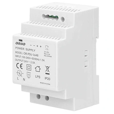 Imagen de Orno PSU 1648 Transformador para carril DIN 24VDC, 2,5A, 60W (3 módulos)