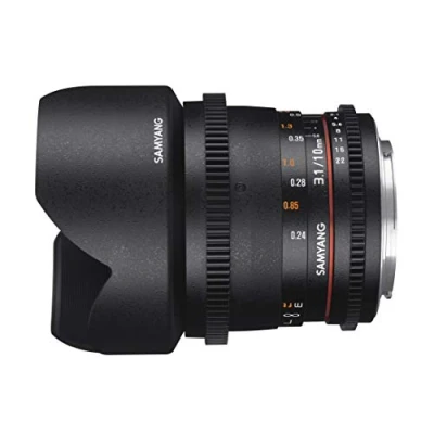 Imagen de Samyang F1322501101 Objetivo para vídeo VDSLR Canon EF (Distancia Focal Fija 10mm, Apertura T3.1 22 ED AS NCS CS II), Negro