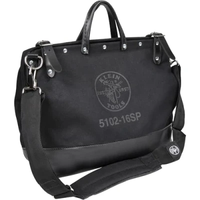 Imagen de Klein Tools 510216SPBLK Bolsa para herramientas (lona, 16 pulgadas, 13 bolsillos y correa el hombro), color negro