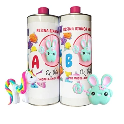 Imagen de Resin Pro Iwhite Resina Blanca Poliuretanica Para Colada, Bicomponente A + B, Altamente Fluida y de Gran Dureza, Las Creaciones Aficionados el Prototipado Rápido, Gr 2000