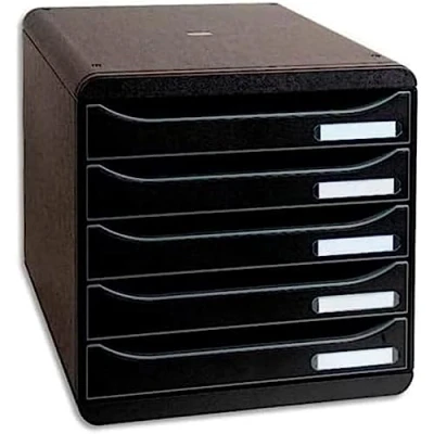 Imagen de Exacompta 309714D Módulo individual con 5 cajones para documentos A4+, ultra rígido, abiertos, stop de seguridad 347x278x271 mm BIG BOX PLUS Negro