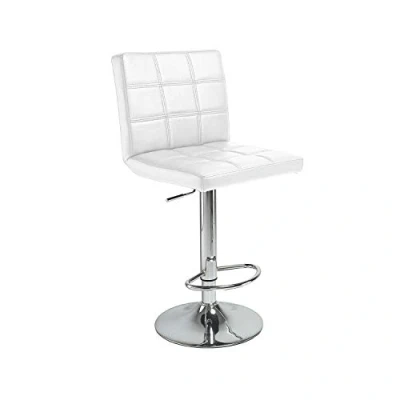 Imagen de Pub, Taburete Alto, Regulable, Contract, Acabado en Simil Piel Blanco, Medidas: 41 cm (Ancho) x 45 (Fondo) 93 115 (Alto)