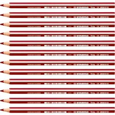 Imagen de Lápiz de Color triangular grueso STABILO Trio thick Caja con 12 unidades rojo cereza