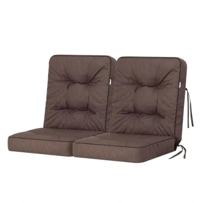 Imagen de Bjird Cojín para Banco de jardín, terraza o balcón con Respaldo 120 cm (2x60) Impermeable Uso Interior y Exterior Made in EU Marron Oscuro