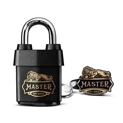 Imagen de Master Lock 1921EURDCC Candado para exteriores de alta resistencia con logotipo 100 años impreso, Negro, 97 x 54 32 mm