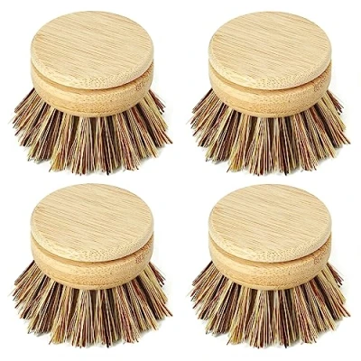 Imagen de Jungle Culture Cabezales de Cepillo Repuesto para cepillos ecológicos Cocina Madera Paquete 4 Recambios cerdas Intercambiables Limpiadores Platos