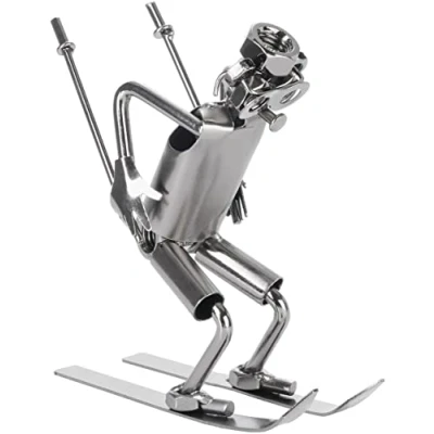 Imagen de BRUBAKER Tornillo Figura Esquiador de Hierro Esquí Hombre Metal Hecha a Mano Regalo para Entusiastas los Deportes Invierno y Fanáticos del