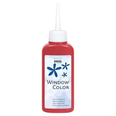 Imagen de KREUL 42737 Window Colour rojo oscuro 80 ml, pintura al agua para ventanas, con superficie texturada, cristales, espejos, azulejos y otras superficies lisas