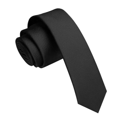 Imagen de JEMYGINS Corbata delgada de color sólido 1.57 pulgadas para hombre (4 cm), Negro, general
