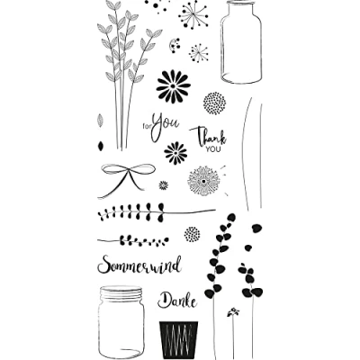 Imagen de Rayher Sellos silicona Scrapbooking &#039;Botanical&#039;, 97x205 mm, 30 dibujos, 50274000