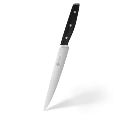 Imagen de MasterChef Cuchillo Cocina Profesional para Trinchar, Acero Inoxidable con Alto Contenido en Carbono Cabezales y Asas de Triple Remache, Espiga Llena, Hoja Longitud 20cm