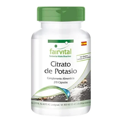 Imagen de Fairvital Potasio 900mg Citrato de Dosis elevada VEGANO 270 Cápsulas Calidad Alemana