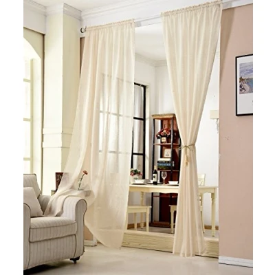 Imagen de WOLTU Cortinas Translúcida 1 Pieza Cortina Visillo para Ventena Dormitorio Salon Aspecto de Lino 140x225 cm Gasa Moderno Gris Oscuro VH5859dgr