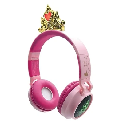 Imagen de LEXIBOOK, Disney Princesas, 2 1 Auriculares inalámbricos y con Cable Corona de Princesa, Sonido Limitado a 85 dB, Efectos luz, Plegables, Ajustables, Recargables, HPBT015DP
