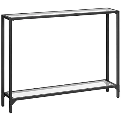 Imagen de HOOBRO Mesa de Consola, Entrada, 100 cm Sofá con Cristal Templado, Aparador Cristal, Exposición, salón, Pasillo, Negro Clásico y Transparente EBK04XG01