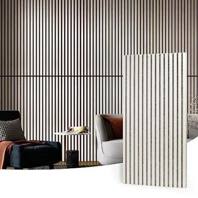 Imagen de Art3d Paneles acústicos 60 x 120 cm MDF 2 de madera acústica pared 3D Revestimiento lamas fonoabsorbentes para paredes y techos grosor Blanco Olmo 1,44㎡