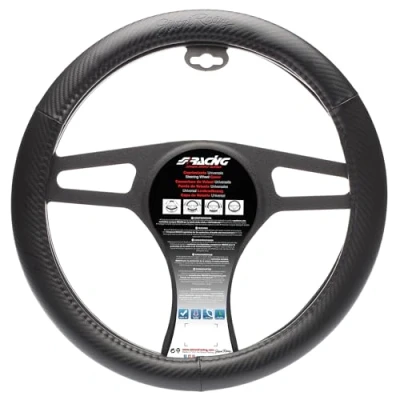 Imagen de Simoni Racing Inox CVT/22 Funda cubierta para el volante negro, carbón 37 39cm Ecopiel
