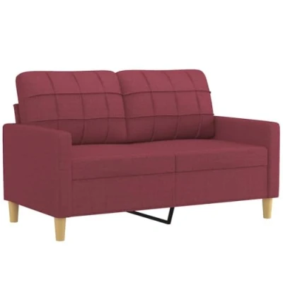 Imagen de vidaXL Sofá de 2 Plazas, Asiento con Respaldo Reposabrazos, Televisión Descanso, Tapizado para Salón Hogar, Tela Rojo Tinto