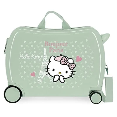 Imagen de Hello Kitty Paris Maleta Infantil Verde 50x39x20 cms Rígida ABS Cierre de combinación lateral 34L 1,8 kgs 4 Ruedas Equipaje Mano