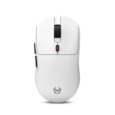 Imagen de KROM KLEVER White Ratón Gaming inalámbrico Ultraligero, 55 Gramos, Sensor óptico precisión Pixart PMW 3325, 6 Botones, Niveles dpi hasta 10000, Receptor Wireless 2,4 GHz Incluido, USB, Blanco.
