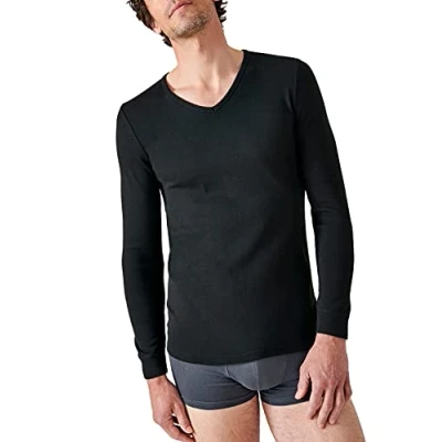 Imagen de Damart Camiseta con Cuello de Pico, Punto Thermolactyl Interlock, Manga Larga térmica, Negro, XXL para Hombre