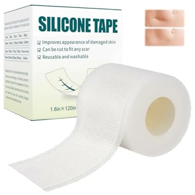Imagen de Parches Cicatrizantes,Láminas De Silicona Cicatrizantes,Silicone Scar Tape,Eliminación y Eficaz Cicatrices,Reutilizables,4cm*300cm，Color Transparente