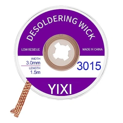 Imagen de 1 Pieza Malla Desoldadora,Soldadura Desoldar para Eliminación de Estaño,Malla desoldadura Sin Limpieza, Trenza Mecha Soldadura,Quitar la Soldadura,Mecha desoldar(3.0mm*1.5m)
