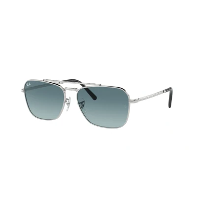 Imagen de Ray Ban RB3636 New Caravan Gafas de sol cuadradas, Gris degradado plateado/azul, 55 mm
