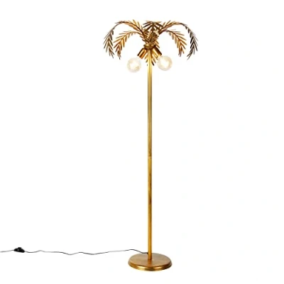 Imagen de Qazqa Retro/Vintage Lámpara de pie vintage oro 2 luces BOTANICA Acero Alargada Adecuado para LED Max. x 60 Watt