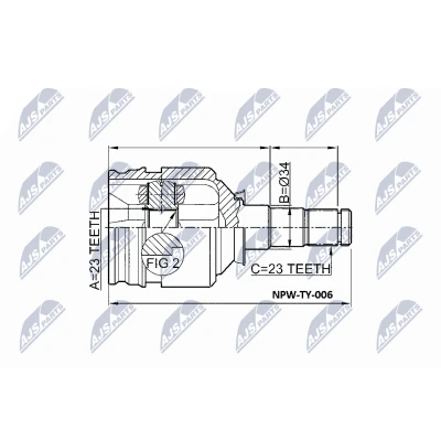 Imagen de NTY NPW TY 006 Junta Homocinética Eje delantero, lado de engranaje TOYOTA: Starlet III Hatchback, Auris Corolla IX Berlina