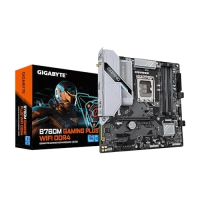Imagen de GIGABYTE B760M GAMING PLUS WiFi DDR4 LGA 1700 Intel B760 M ATX Placa base con DDR4, 2* M.2, PCIe 4.0, USB frontal 3.2 Gen 1 Type C, 6 GbE LAN, Q Flash Plus, EZ Latch