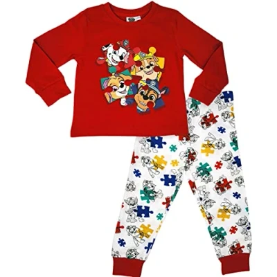 Imagen de La Patrulla Canina Chase, Marshall, Rubble &amp; Skye Jigsaw Pijama de Manga Larga para Niño 3 4 Años: 104cm