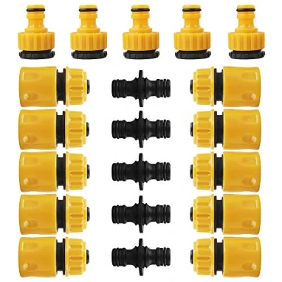 Imagen de Chudian 20 Conectores de Manguera,Conector Manguera Rapido Enchufe Agua Jardin Conector 3/4 1/2 Adaptador Grifo Accesorios
