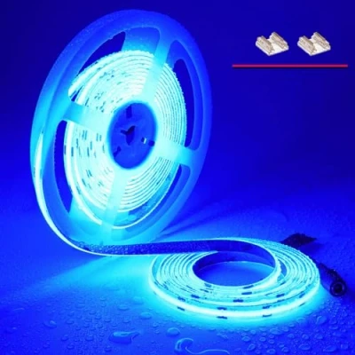 Imagen de TOPAI 12V Tira LED COB 5M Azul Impermeable IP65 Exterior 480LED/M Alta Luminosidad Adhesivas Cortable Flexible para cocina dormitorio iluminación DIY