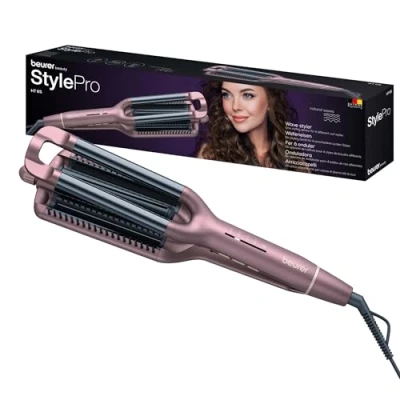 Imagen de Beurer Plancha de ondas HT 65, para peinar 4 estilos diferentes, niveles temperatura 160 a 210 C cada tipo cabello, revestimiento cerámico queratina proteger el cierre automático