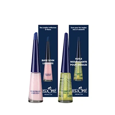 Imagen de Herome Tratamiento para Uñas Secas y Quebradizas Pack 1 Aceite Hidratante + Esmalte Capa Base, Nutre Evita Despigmentación