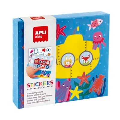 Imagen de APLI Kids 19694 Juego de gomets geométricos Distintas Formas en Caja cartón Modelo Transportes Pegatinas para completar Las Ilustraciones