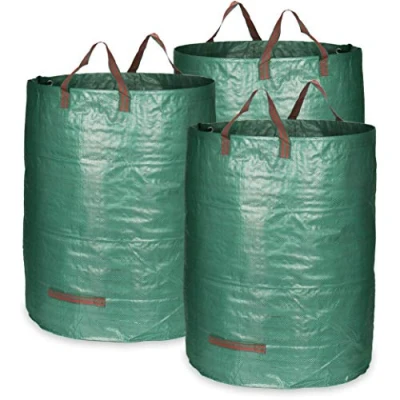 Imagen de com four® 3X Bolsas para Desechos de Jardín XL Bolsa Plegable con Asas Transporte Contenedor Resistente a Roturas Hojas, Verdes (300 litros 3 Piezas)