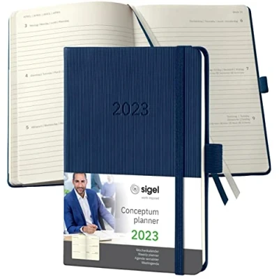 Imagen de SIGEL C2363 Agenda semanal Conceptum 2023 aprox. A6 azul oscuro hardcover dos páginas = una semana 176 S.