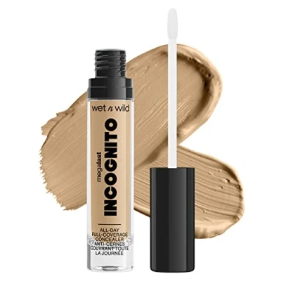 Imagen de Wet n wild, Megalast Incognito Full Coverage Concealer, Corrector Ricamente Pigmentado, Cobertura Media a Completa, Acabado Mate, Fórmula Nutritiva e Hidratante con Manteca de Karité, Medium Honey