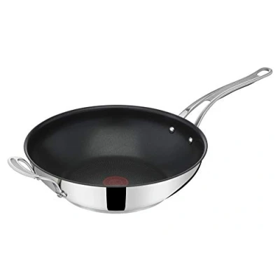 Imagen de Tefal Jamie Oliver by Cook&#039;s Classics E3068835 Sartén wok (28 cm, antiadherente, apta para inducción, horno, acero inoxidable, mango remachado)