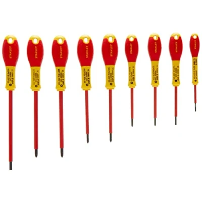 Imagen de STANLEY FATMAX 0 62 573 Juego de 10 Destornilladores aislados FatMax, Puntas Plana, Pozidrivee y Phillips